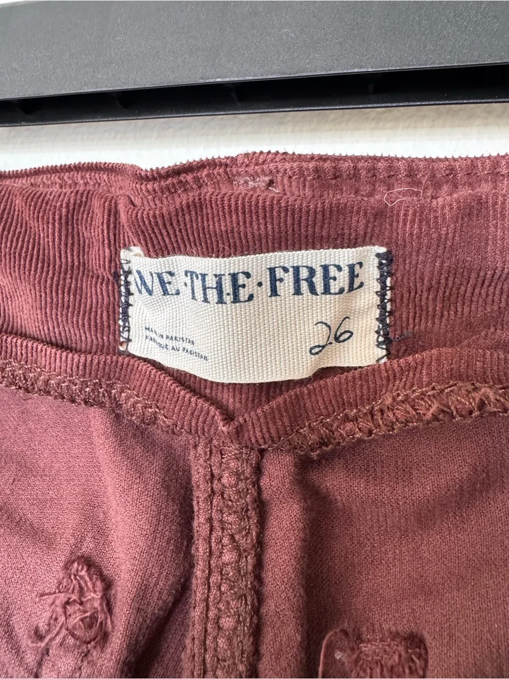 We the Free Size 26 Corduroy Red Brown Flare Pants Boho Indie 70s Southwest - Picture 7 of 8